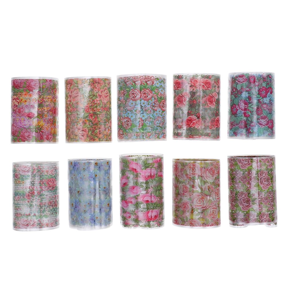 Floral Nail Stickers Tz22, 10 Sheets, Self-Adhesive