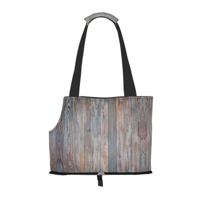 Foldable Vintage Wood-Print Pet Carrier for Dogs & Cats