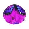 Reusable Shower Cap with Butterfly and Floral Print, Double-Layer Splash Protection, Large Size for All Hair Lengths view 1