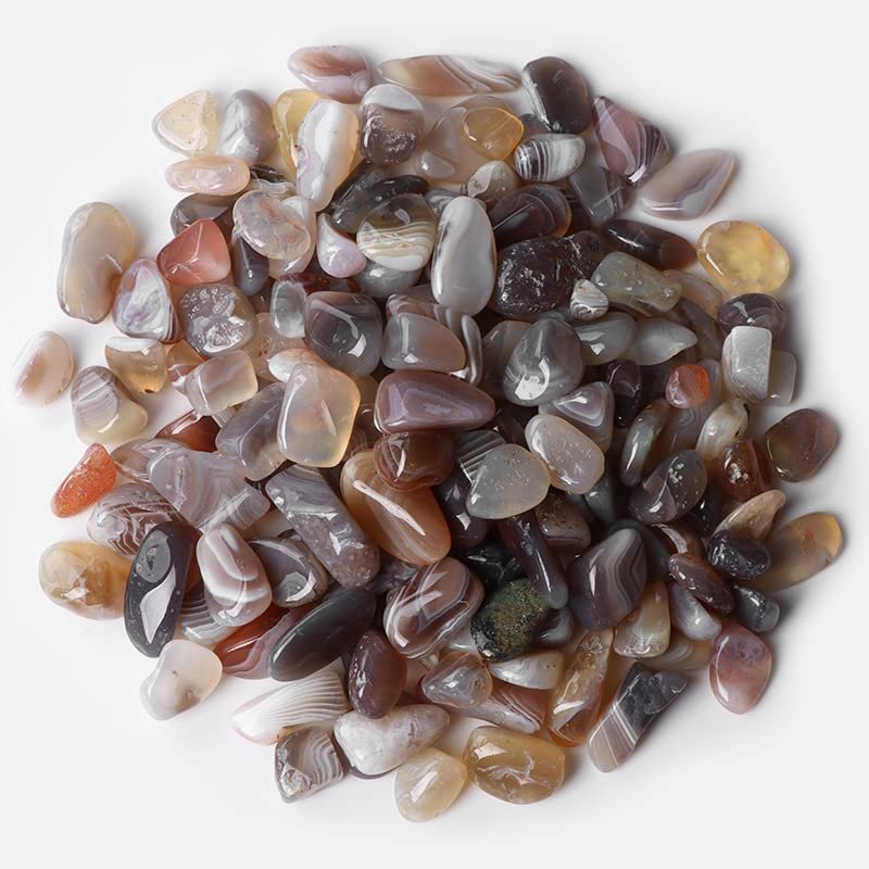 MOBSAN Natural Agate Gravel Tumbled Stones for Aquarium Decoration, Botswana Agate, 100 g