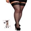 Women's Black Thigh-High Fishnet Stockings, XS-M view 1
