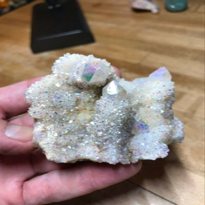 FYUTUR Natural Crystal Rough Pearl Opal Angel Quartz Gemstone, Small Specimen 003