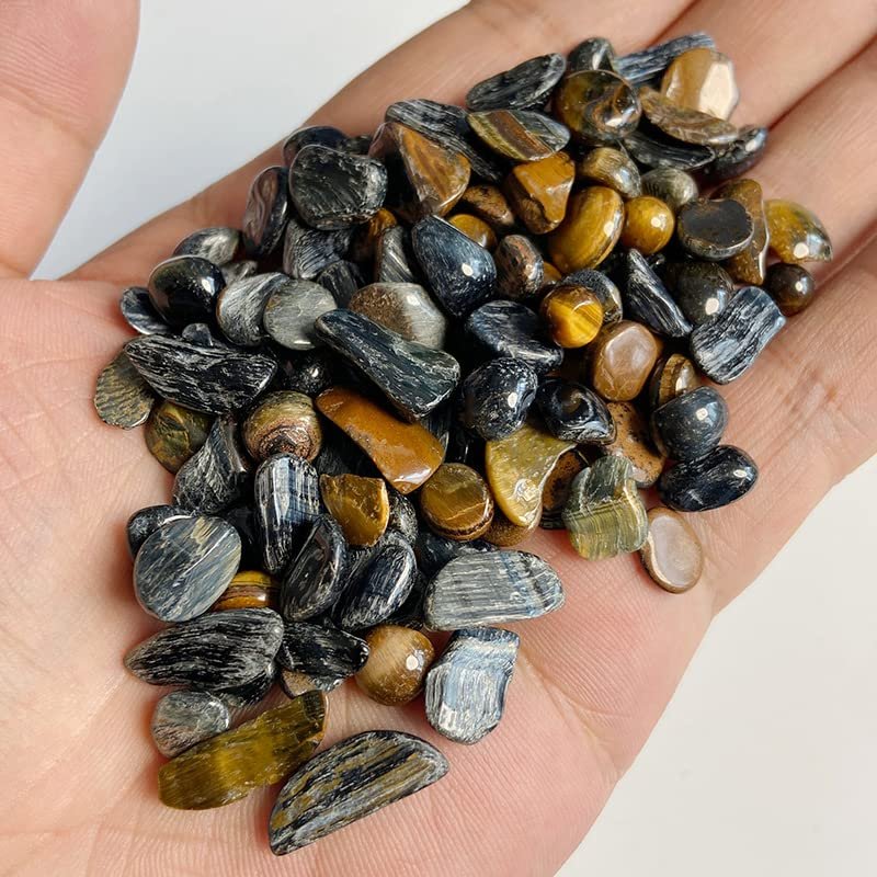 MOBSAN Natural Gravel Tumbled Stones for Aquarium Decoration, 20 g, Tiger's Eye