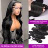 8–34" Body Wave Lace Frontal Human Hair Wig, Pre-Plucked, 150% Density, Remy Hair, Transparent Lace Front, Color 1 view 3