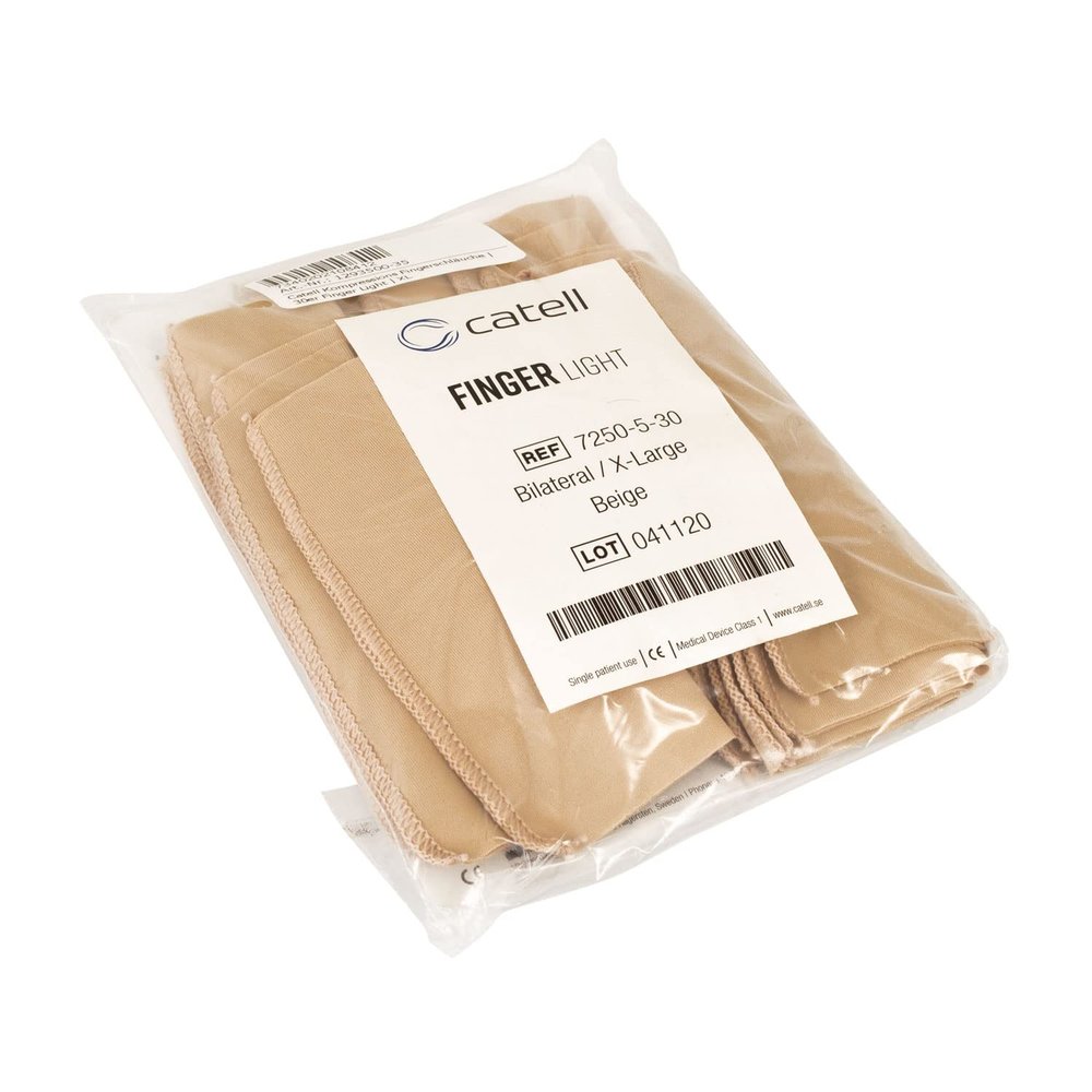 Catell Compression Finger Sleeves | Finger Light, 30-Pack (XL)