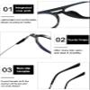 KOOSUFA Women's and Men's Blue-Light-Blocking Aviator Reading Glasses, Lightweight Metal Frame, Clear Purple, 2.5 view 4