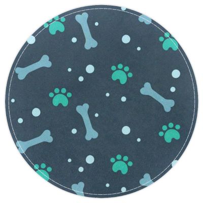 VBFOFBV Blue Cartoon Animal Paw and Bone Rug