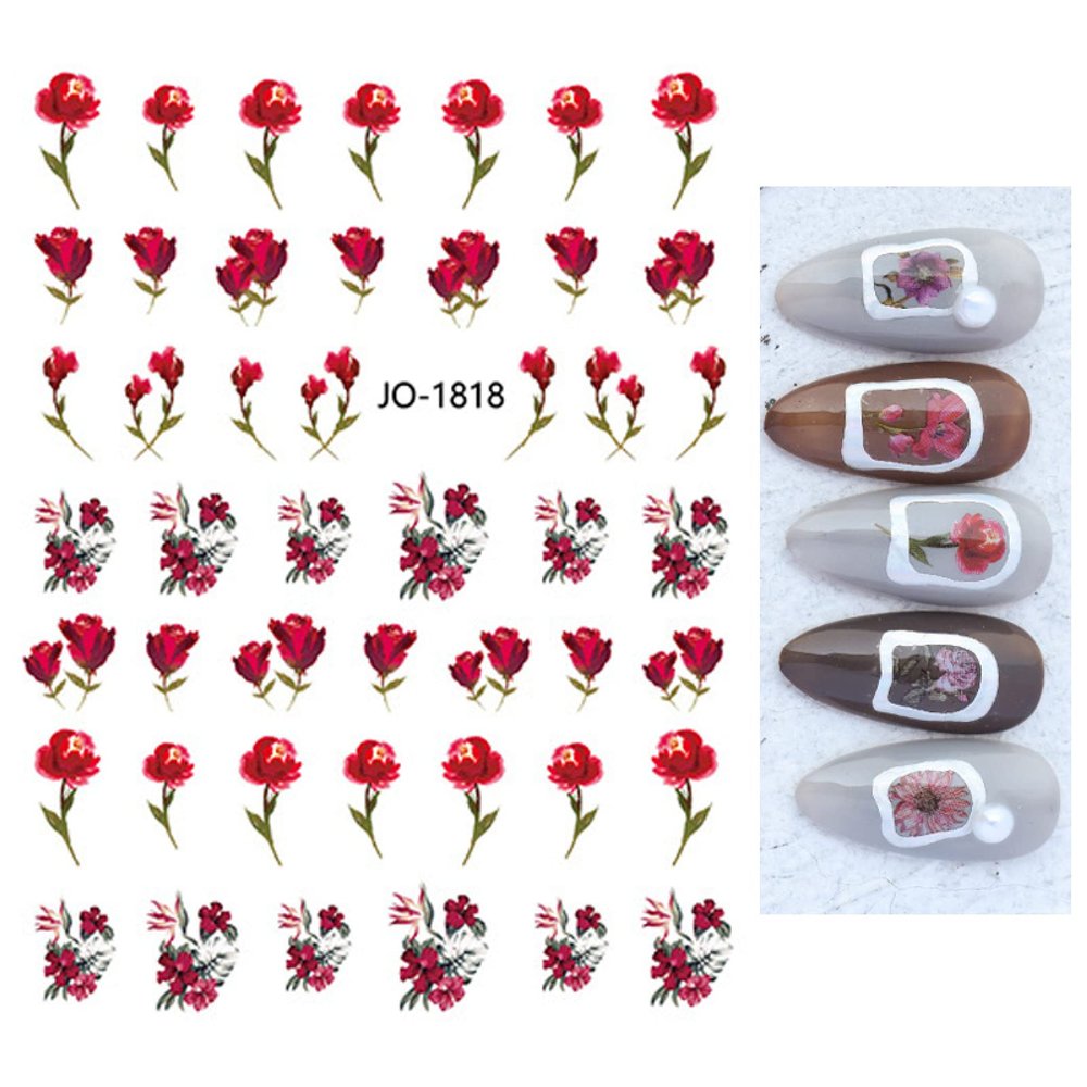 Self-Adhesive Nail Art Stickers with Graceful Tulip Flowers, Jo1818