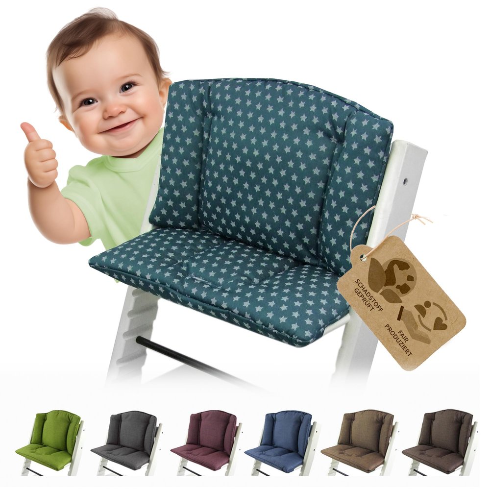 Replacement Seat Cushion Cover Compatible with Stokke Tripp Trapp (Turquoise Stars)