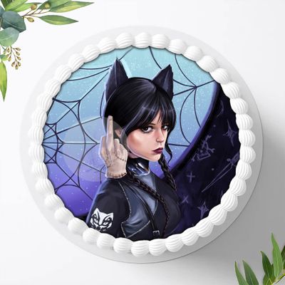 Birthday Cake Sugar Image, Wednesday Cake Topper, Edible Photo for Cakes, Fondant Topper 20 cm, 1403z