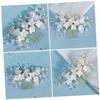 FRCOLOR 5-Piece Pearl and Flower Bridal Hair Comb Set view 2