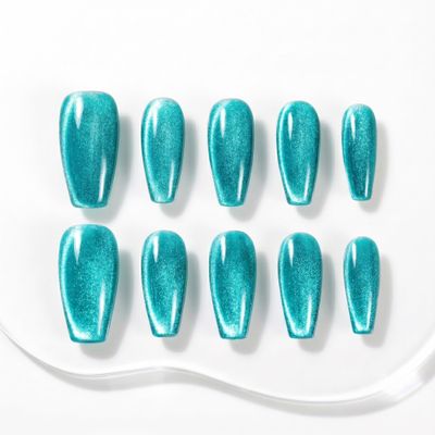 Sun&Beam Nails Handmade Press-On Medium Ballerina Turquoise (#084 L)