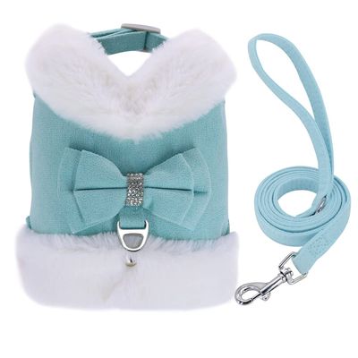 Pet Harness and Leash Set for Dogs and Cats - Winter Clothing (Color: Blue, Size: XS1)