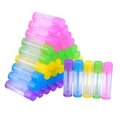 100 Empty Transparent PP Lip Balm Tubes with Caps