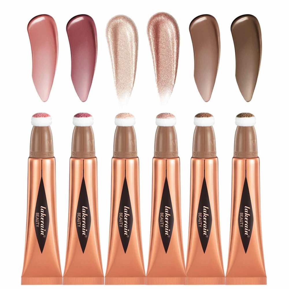6-Piece Liquid Blush and Highlighter Set with Cushion Applicator