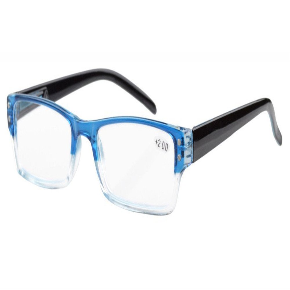 Eyekepper Classic Rectangular Reading Glasses with Spring Hinges Blue +1.00