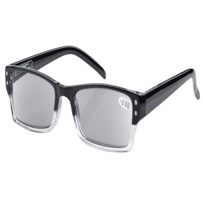 Eyekepper Classic Rectangular Sunglass Reading Glasses with Spring Hinges for Women and Men, Gray Lenses, +3.00