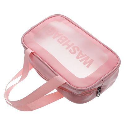 Matte PVC Cosmetic Bag, Large Capacity, Pink