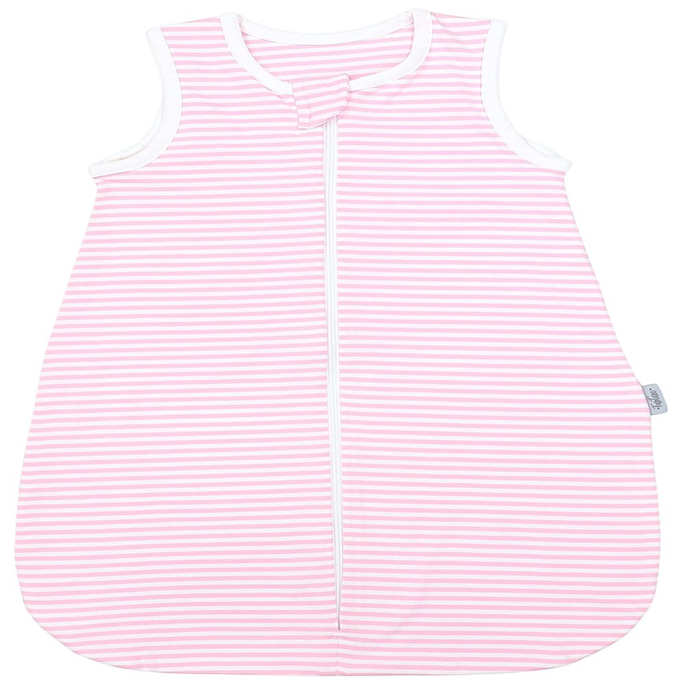 TupTam Unisex Baby Summer Sleep Sack, 0.5 TOG, Cotton, OEKO-TEX Certified, Pink Stripe Pattern, Size 62–68