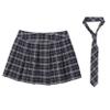 MSemis Women's Schoolgirl Role-Play Costume Plaid Pleated Mini Skirt High-Waisted Short Skirt with Tie, Carnival Adult Costume, Navy Blue, 3XL view 1