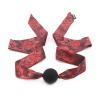 Red Tie with Classic Pattern and Black Solid Silicone Ball Gag view 2