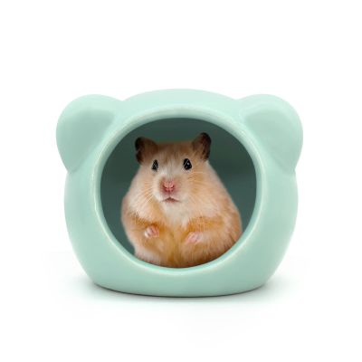 Andiker Ceramic Hamster House, Cute Animal Shape, Small Pet Hideout