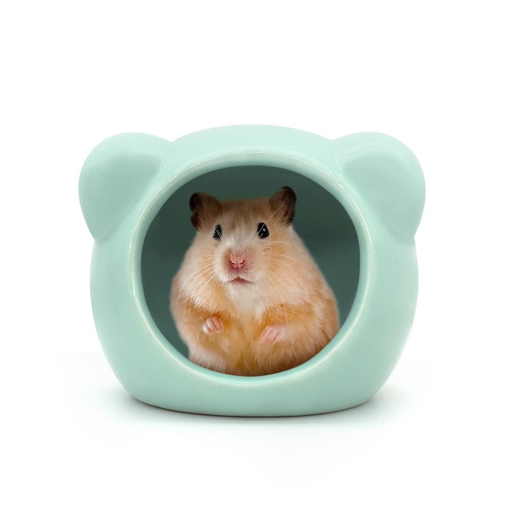 Andiker Ceramic Hamster House, Cute Animal Shape, Small Pet Hideout