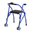 Height-Adjustable Walking Aid for Seniors, Lightweight Foldable Frame with 2 Wheels, Blue view 1