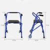 Height-Adjustable Walking Aid for Seniors, Lightweight Foldable Frame with 2 Wheels, Blue view 2