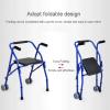 Height-Adjustable Walking Aid for Seniors, Lightweight Foldable Frame with 2 Wheels, Blue view 3