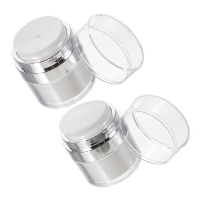 Acrylic Airless Pump Cream Jars, 30 ml, White, Refillable, 2-Pack