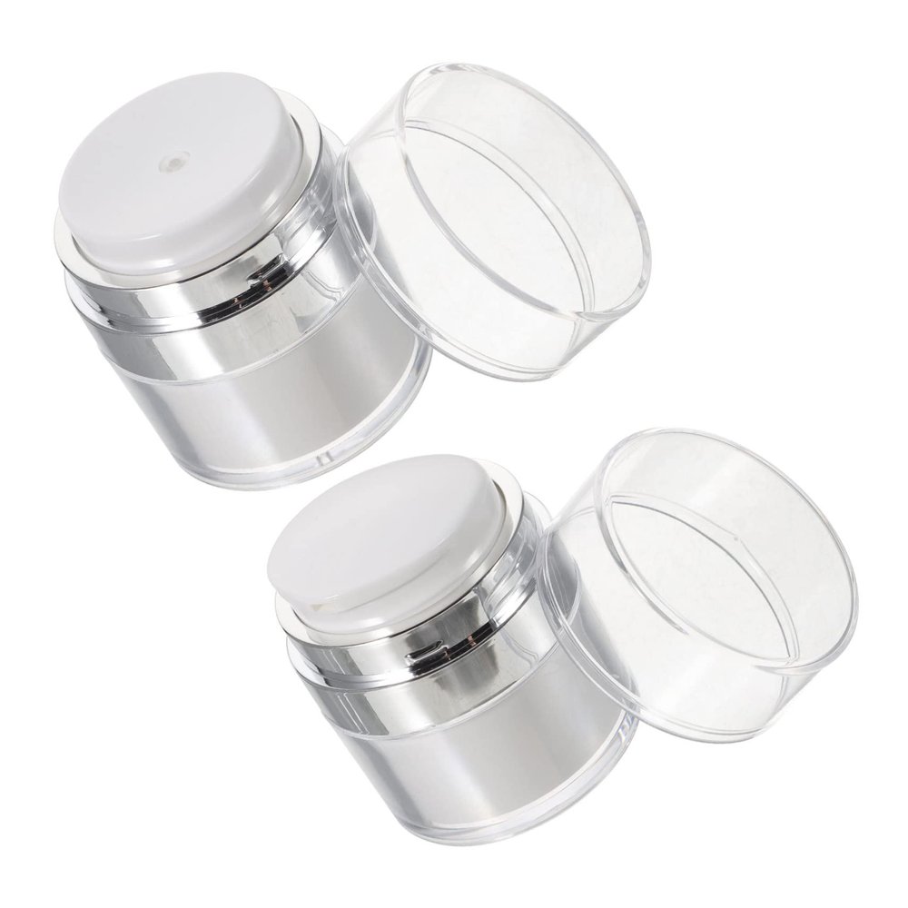Acrylic Airless Pump Cream Jars, 30 ml, White, Refillable, 2-Pack