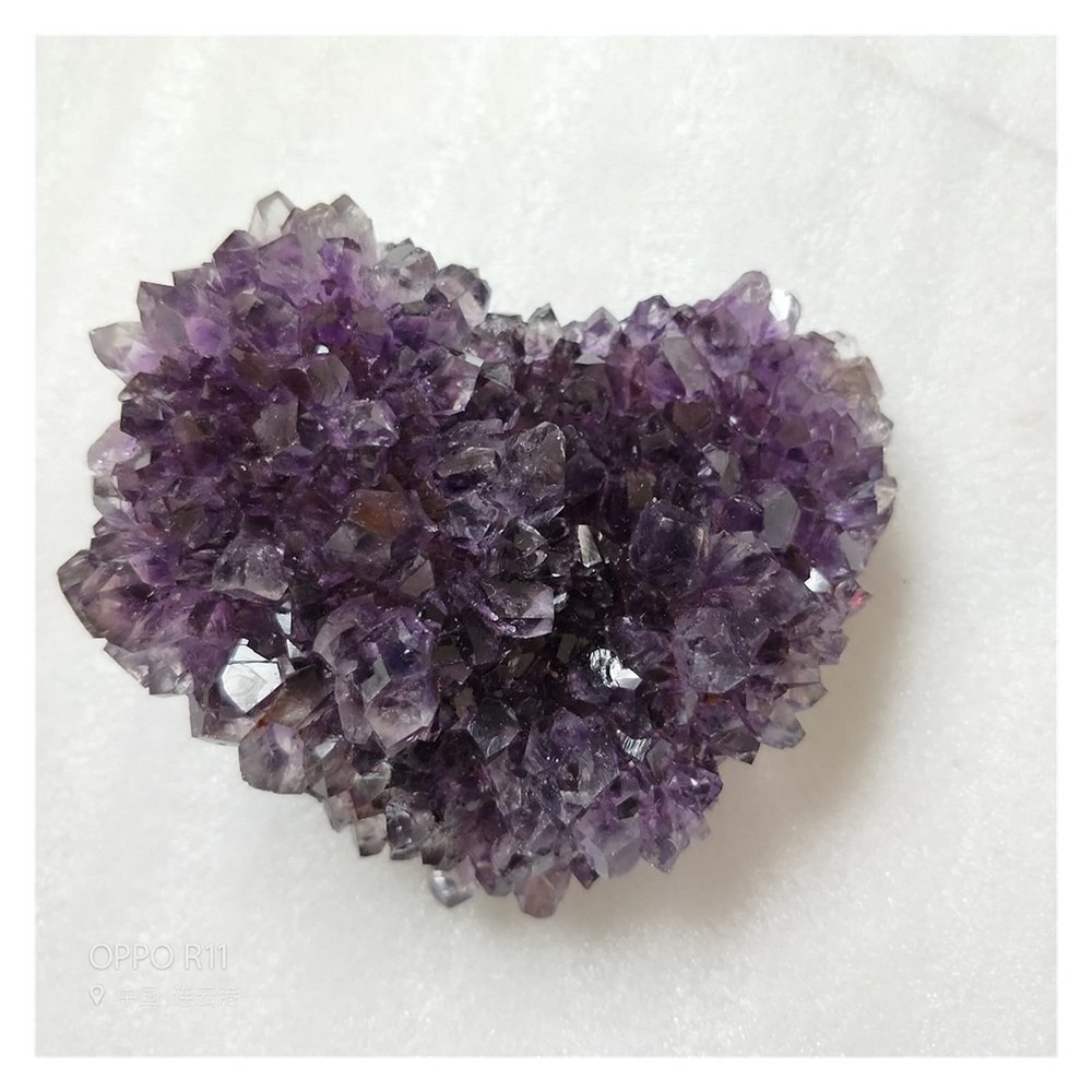 GEILSK Natural Rough Heart-Shaped Amethyst Quartz Crystal Cluster