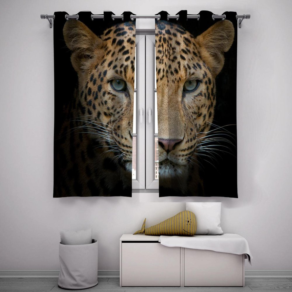 HengYun ART Leopard Blackout Curtains for Kids, 2 Panels, 52 x 72 in