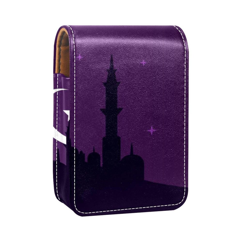 Portable Lipstick Case for Travel with Mirror, Night Landscape, Multicolor, 3.7 x 0.8 x 2.7 in