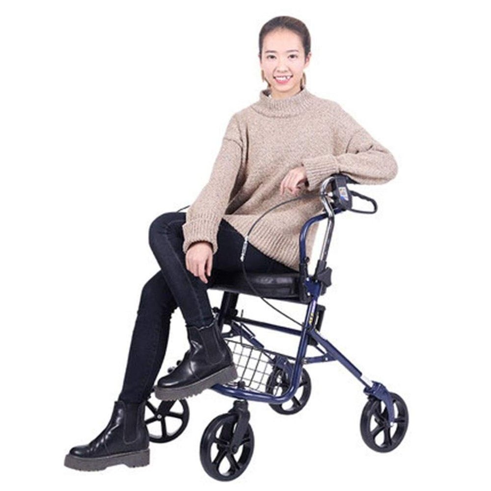 ANIFM Elderly Walker Shopping Cart, Foldable Portable Walker with Seat and Hand Brakes