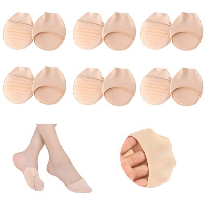 Women's Forefoot Socks with Toe Protection and Cushioning, Beige, 6 Pairs, One Size