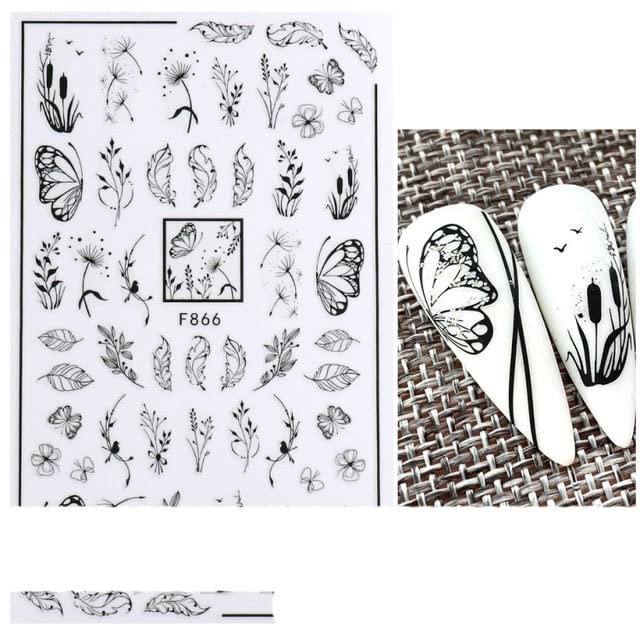 Graffiti Stripe Nail Stickers, Rose Gold Abstract Lines, 3D Nail Art Decorations, SJ007-F866