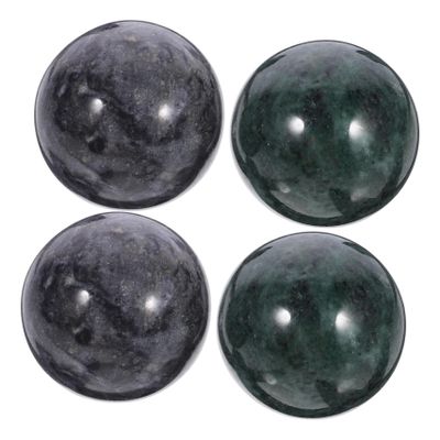 Lurrose Marble Hand Massage Balls, Set of 2, Green and Black, Round Hand Exercise Balls for Pressure Relief and Muscle Relaxation