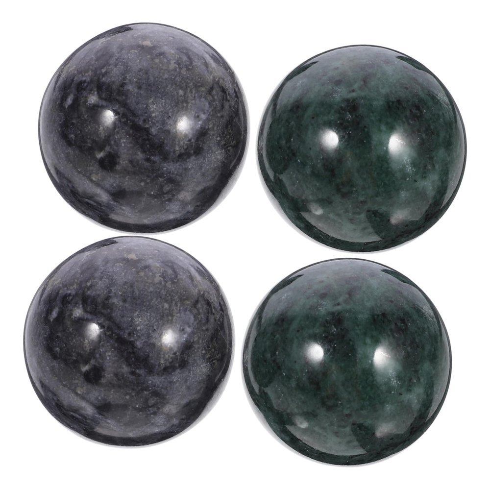 Lurrose Marble Hand Massage Balls, Set of 2, Green and Black, Round Hand Exercise Balls for Pressure Relief and Muscle Relaxation