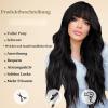 HAIRCUBE Black Long Wavy Wig with Bangs for Women view 2
