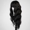 HAIRCUBE Black Long Wavy Wig with Bangs for Women view 4