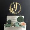 Rimego Monogram Cake Topper, Floral Pattern, Letter J, Gold view 2