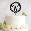 Rimego Monogram Wedding Cake Topper, Custom Letter, Wreath Initial W, Black view 2