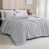 Andency Silver Gray Queen Comforter Set, Boho Gray, Soft and Warm, 3-Piece Tufted Chevron Comforter view 2