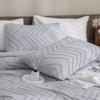 Andency Silver Gray Queen Comforter Set, Boho Gray, Soft and Warm, 3-Piece Tufted Chevron Comforter view 4
