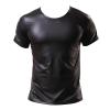 Men's Black Leather-Look Latex T-Shirt, Slim Fit view 2