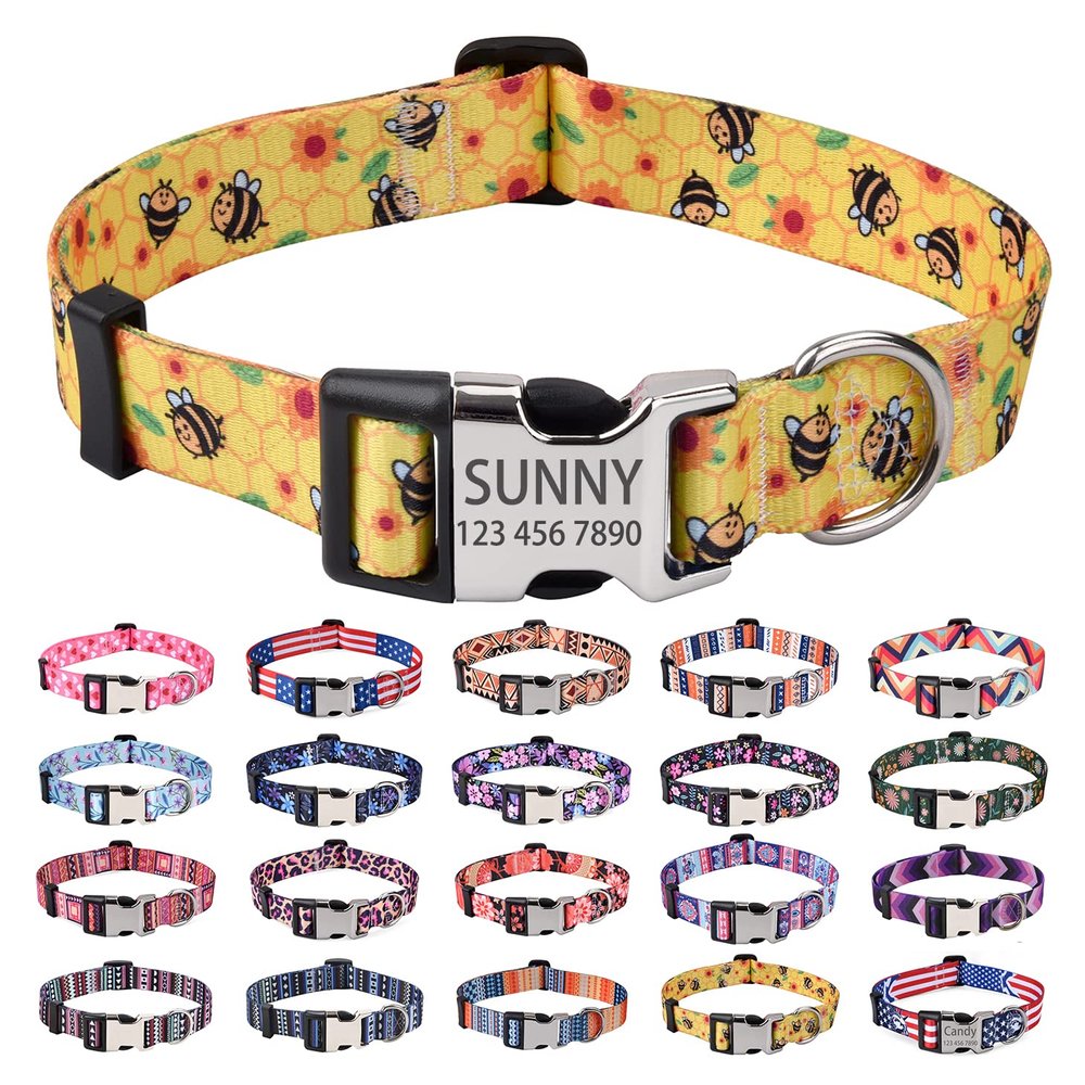 Mihqy Personalized Dog Collar with Engraved Name and Phone Number - Soft & Comfortable