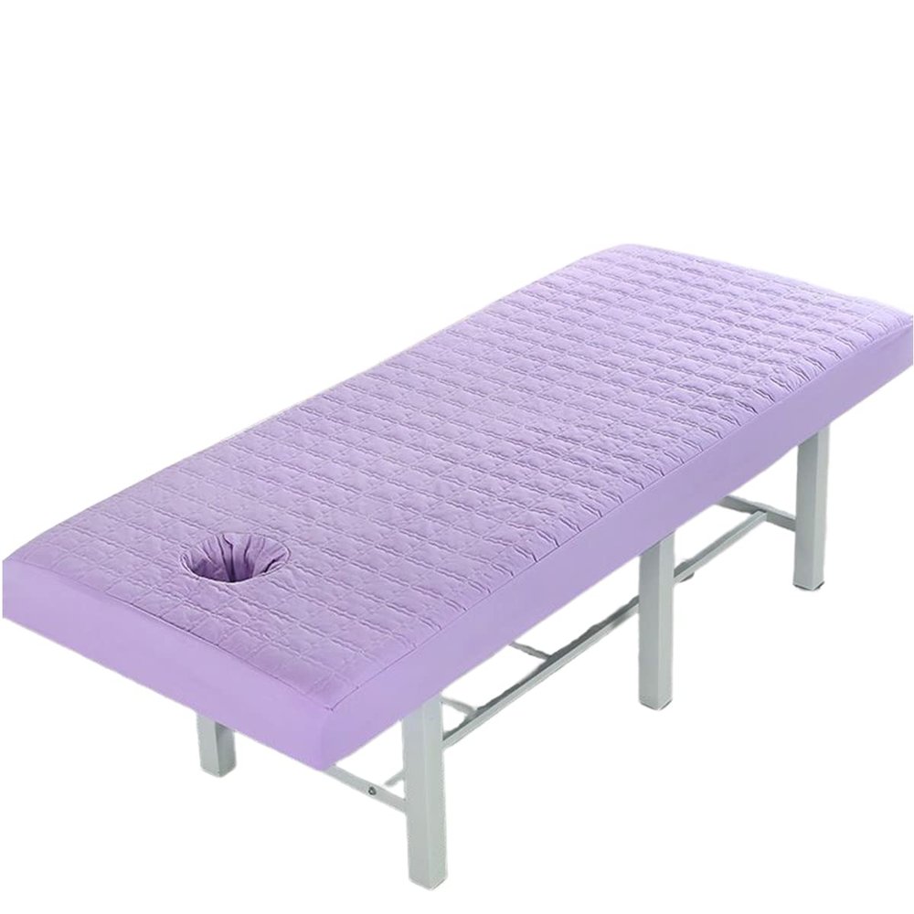 Highdi Massage Table Cover with Face Hole, Washable, Stretch-Fit, Soft and Breathable, 80 x 190 cm, Purple