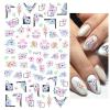 Nail Art Black Geometric Lines, Leaves and Flowers Self-Adhesive Nail Stickers, F673 view 1